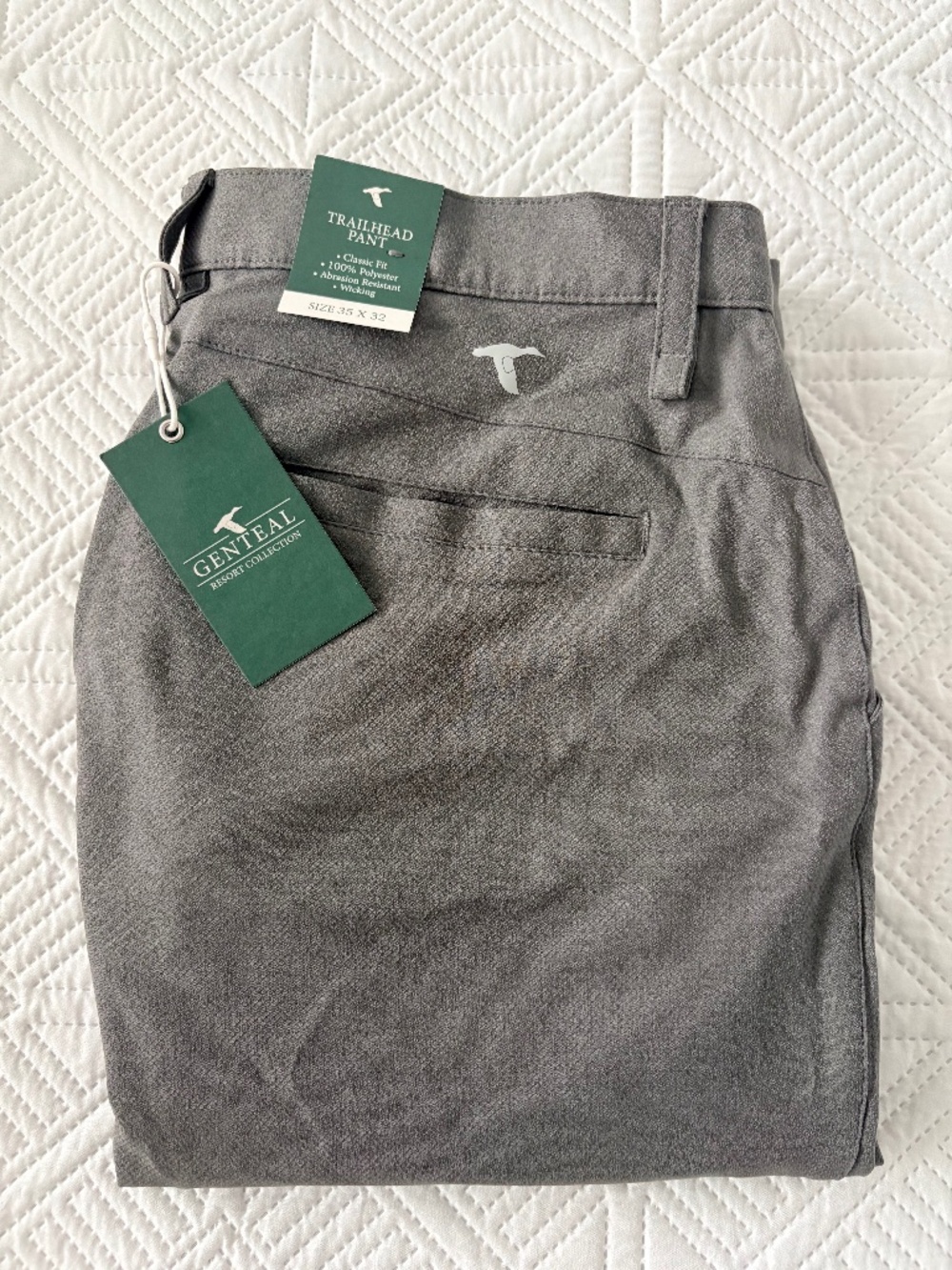 GENTEAL Trailhead Pants Mens Gray 35 x 32 Classic Fit Wicking Abrasion Resistant